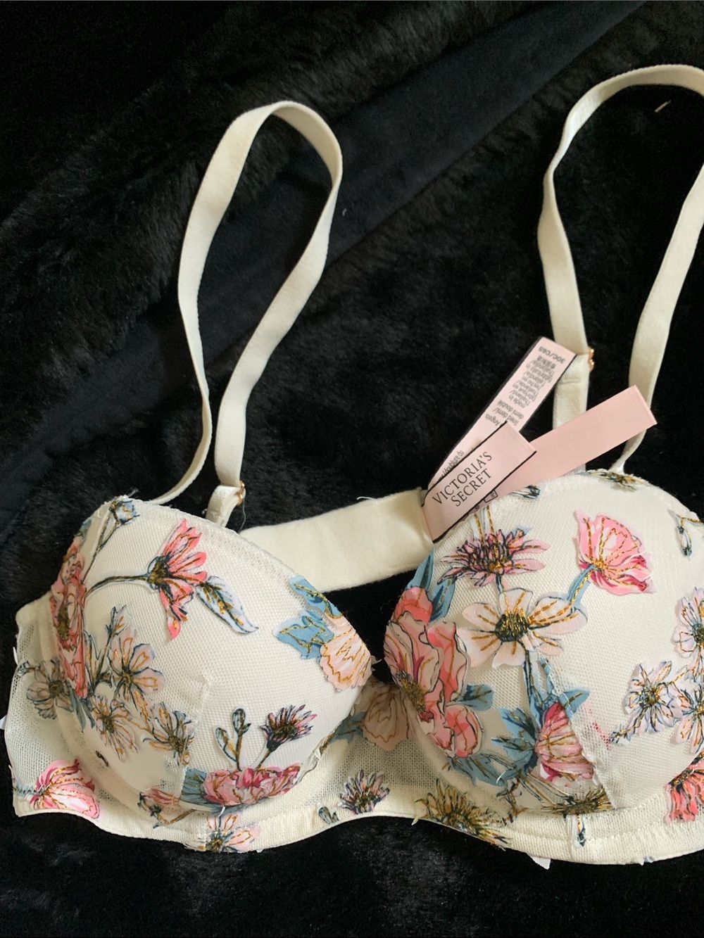 Victoria's Secret dream angel 30C! Bra with Pink & Blue Embroidery